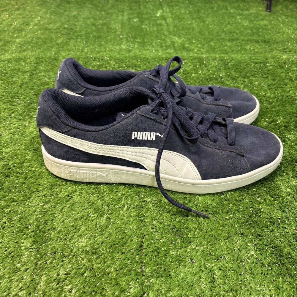 Puma Smash V2 Mens Size 10.5 Blue White Athletic Running Suede Shoes Sneakers